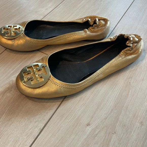 Gold Tory Burch Flats - Picture 2 of 4